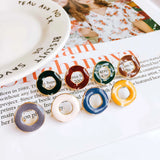Enamel Alloy Round Stud Earring Components 6pcs
