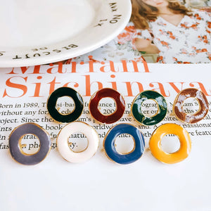 Enamel Alloy Round Stud Earring Components 6pcs