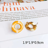 Enamel Alloy Round Stud Earring Components 6pcs