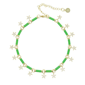 Crystal Star Tassel Anklet Foot Chain with Enamel, Beach Bridal Jewelry