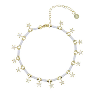 Crystal Star Tassel Anklet Foot Chain with Enamel, Beach Bridal Jewelry