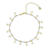 Crystal Star Tassel Anklet Foot Chain with Enamel, Beach Bridal Jewelry