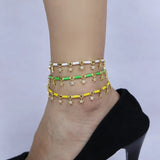 Crystal Star Tassel Anklet Foot Chain with Enamel, Beach Bridal Jewelry