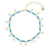 Crystal Star Tassel Anklet Foot Chain with Enamel, Beach Bridal Jewelry