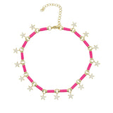 Crystal Star Tassel Anklet Foot Chain with Enamel, Beach Bridal Jewelry