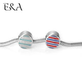 Striped Enamel Beads with Stainless Steel Hole 5mm