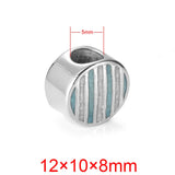 Striped Enamel Beads with Stainless Steel Hole 5mm