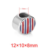 Striped Enamel Beads with Stainless Steel Hole 5mm