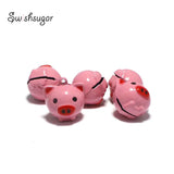 Enamel Pig Jingle Bell Charm Fit Pet Necklace Bracelet