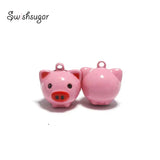 Enamel Pig Jingle Bell Charm Fit Pet Necklace Bracelet