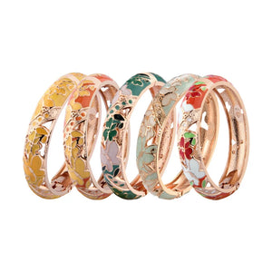 Enamel Bracelets For Women Bangle Floral Cloisonne Butterfly