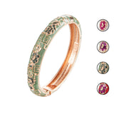 Floral Enamel Bracelet for Women, Round Bangle Cuff Jewelry