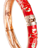 Floral Enamel Bracelet for Women, Round Bangle Cuff Jewelry