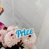 Colorful Enamel Bubble Name Necklace Cursive Font for Girl Mom