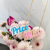 Colorful Enamel Bubble Name Necklace Cursive Font for Girl Mom