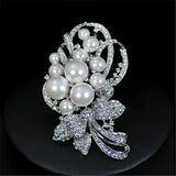 Enamel Butterfly Flower Rhinestone Brooch Silver Bowknot Pearl Crystal Brooch