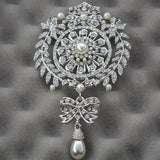 Enamel Butterfly Flower Rhinestone Brooch Silver Bowknot Pearl Crystal Brooch