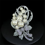 Enamel Butterfly Flower Rhinestone Brooch Silver Bowknot Pearl Crystal Brooch