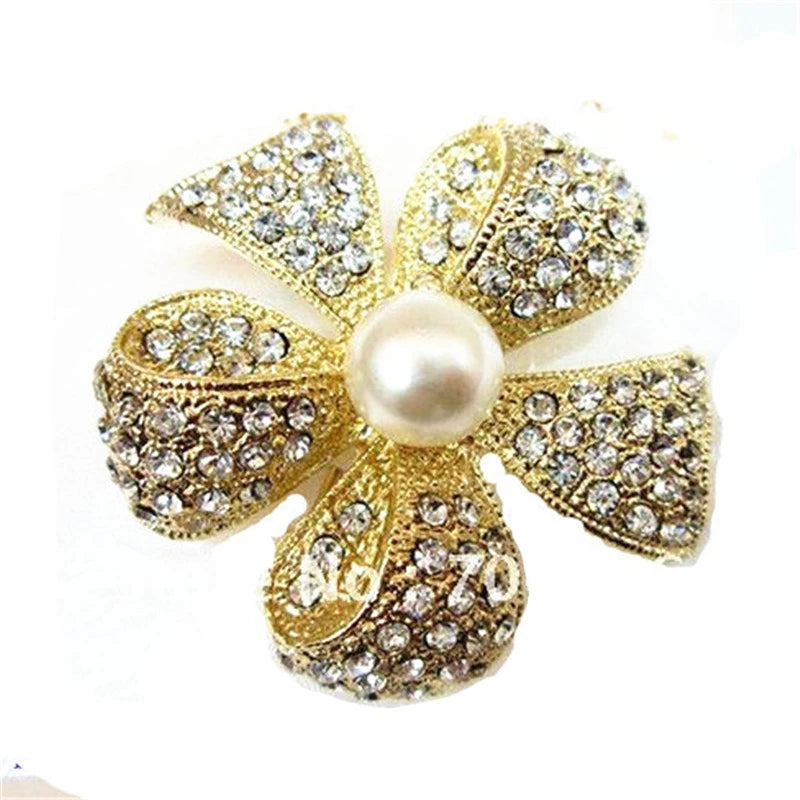 Enamel Butterfly Flower Rhinestone Brooch Silver Bowknot Pearl Crystal Brooch