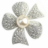 Enamel Butterfly Flower Rhinestone Brooch Silver Bowknot Pearl Crystal Brooch