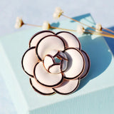 Enamel Camellia Flowers Brooches for Women Sweater Dress Lapel Pins