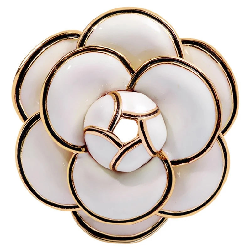 Enamel Camellia Flowers Brooches for Women Sweater Dress Lapel Pins