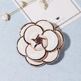 Enamel Camellia Flowers Brooches for Women Sweater Dress Lapel Pins