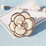 Enamel Camellia Flowers Brooches for Women Sweater Dress Lapel Pins