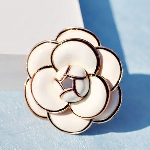 Enamel Camellia Flowers Brooches for Women Sweater Dress Lapel Pins