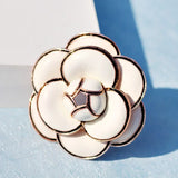 Enamel Camellia Flowers Brooches for Women Sweater Dress Lapel Pins