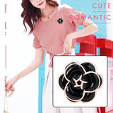 Enamel Camellia Flowers Jewelry Brooches for Women Sweater Dress Lapel Pins