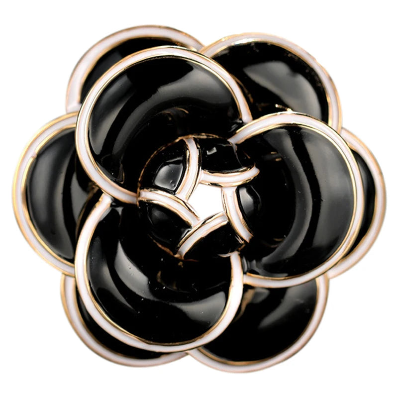 Enamel Camellia Flowers Brooches for Women Sweater Dress Lapel Pins