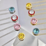 Enamel CZ Collar Necklace 925 Silver Wedding Jewelry