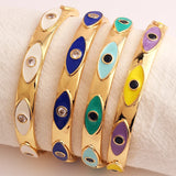Enamel Candy Evil Eye Zircon Bangles Stackable Rainbow Crystal