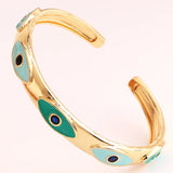 Enamel Candy Evil Eye Zircon Bangles Stackable Rainbow Crystal