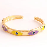 Enamel Candy Evil Eye Zircon Bangles Stackable Rainbow Crystal
