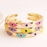 Enamel Candy Evil Eye Zircon Bangles Stackable Rainbow Crystal