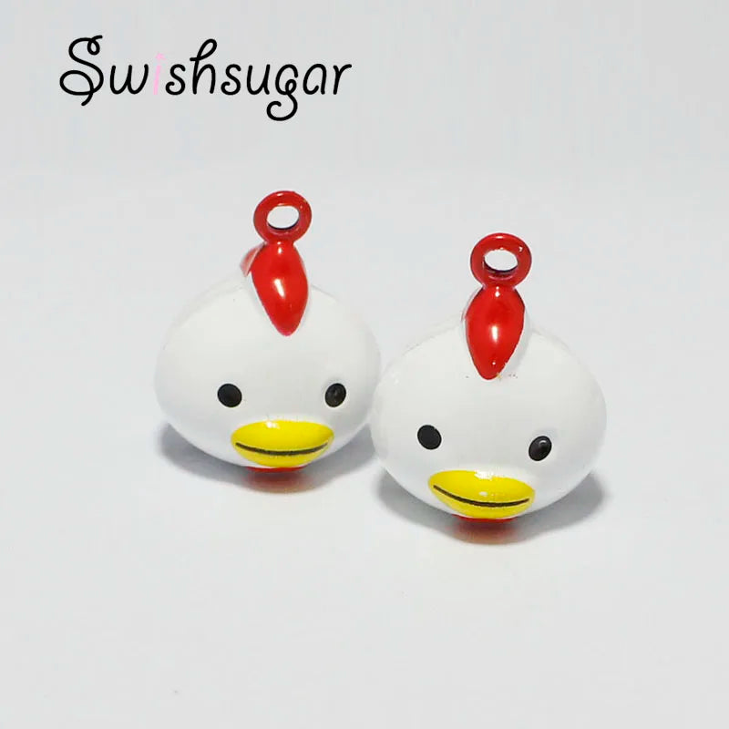 Enamel Cartoon Animal Cock Bell Charms Fit NewYear Birthday Kids Children Gift