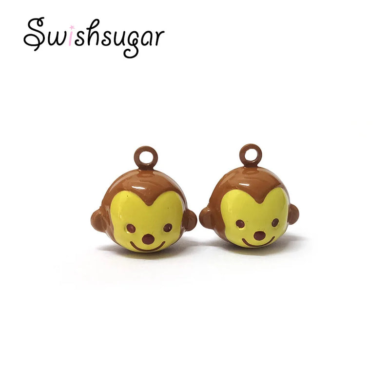 Enamel Monkey Head Jingle Bell Charms Holiday Gift Favor