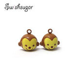 Enamel Monkey Head Jingle Bell Charms Holiday Gift Favor