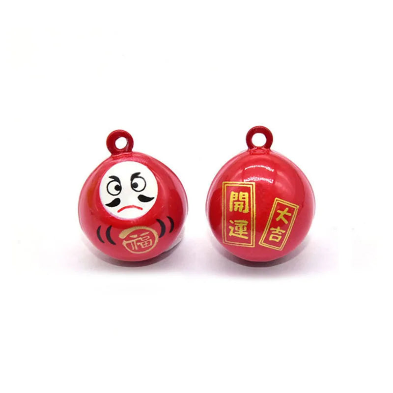 Enamel Cartoon Daruma Doll Jingle Bell Charm DIY Jewelry Craft Findings