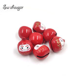 Enamel Daruma Jingle Bell Charms Bracelet Necklace Pendant Jewelry