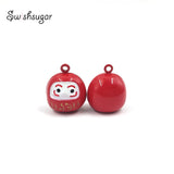 Enamel Daruma Jingle Bell Charms Bracelet Necklace Pendant Jewelry