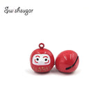 Enamel Daruma Jingle Bell Charms Bracelet Necklace Pendant Jewelry