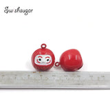 Enamel Daruma Jingle Bell Charms Bracelet Necklace Pendant Jewelry