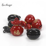 Enamel Cartoon Lucky Bag Metal Bell Charms Cat Pet Pendant Necklace