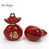 Enamel Cartoon Lucky Bag Metal Bell Charms Cat Pet Pendant Necklace