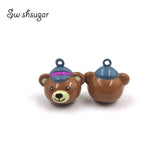 Enamel Cartoon Metal Bear Craft Jingle Bell Charms for Party Birthday Decoration