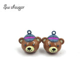 Enamel Cartoon Metal Bear Craft Jingle Bell Charms for Party Birthday Decoration