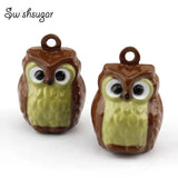 Enamel Cartoon Owl Jingle Metal Bells for Christmas Party Decoration